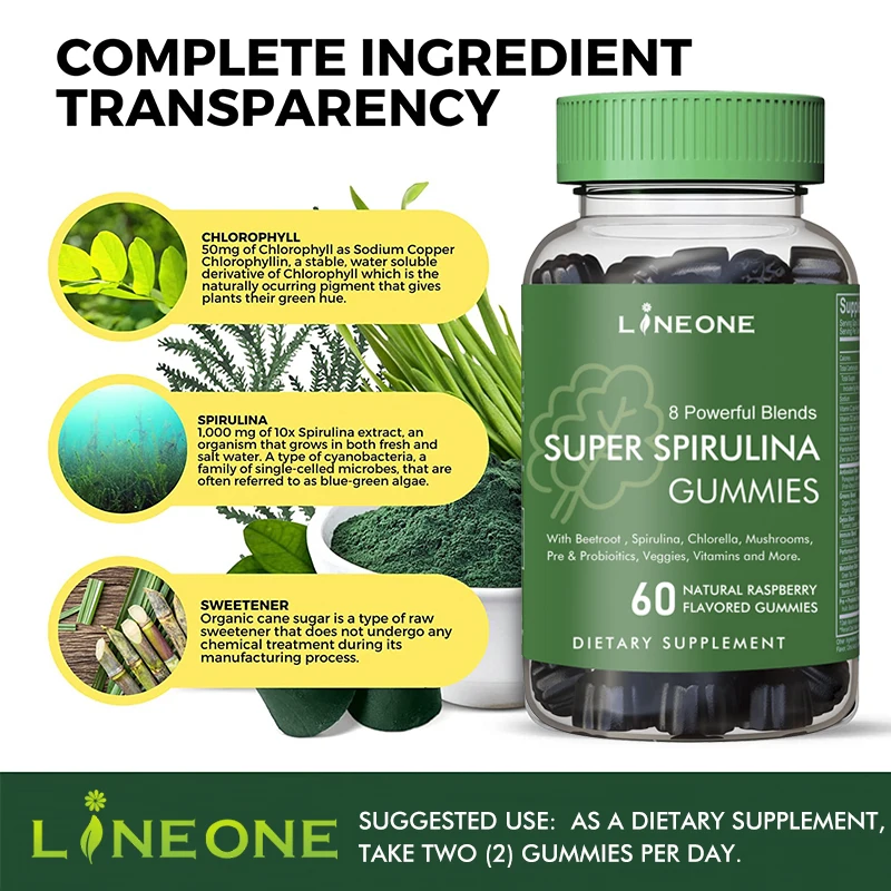 Spirulina Gummy OEM/ODM OEM/ODM Gastrointestinal optimization Spirulina gummies supplier