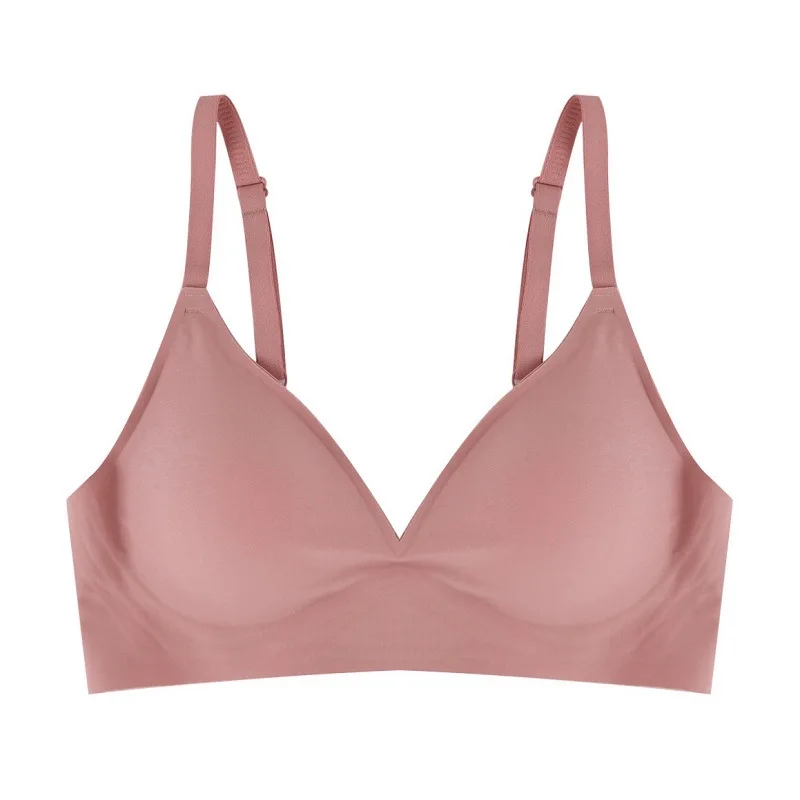 Korean-Style External Breast Expansion Small Flat Chest Gathered No Rims Traceless Display Large Cartoon Seamless Bra for Women