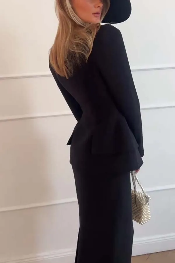S-2XL Wholesale Elegant Women's Suit Dress Sets in Pure Colors with square Necks High-quality Luxurious Floor-length Dress Sets