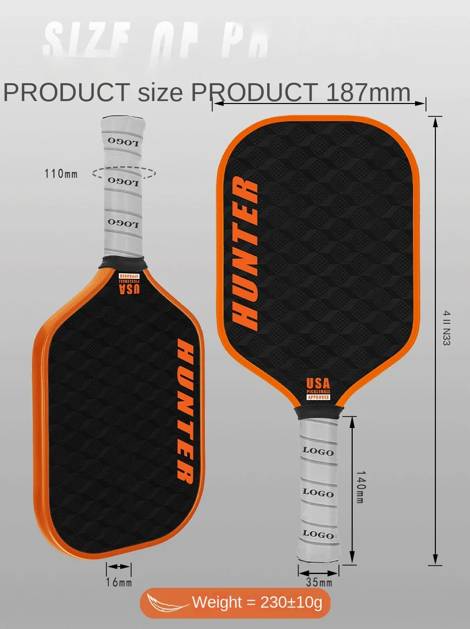 USAPA Approved Carbon Fiber Pickleball Paddle 16mm Thick Custom Logo Portable Edgeless Style for Sport Entertainment Honeycomb supplier