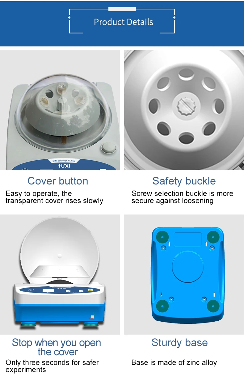 
0,2 мл/0,5 мл/1,5 мл/2,0 мл угол вращения ротора 4000 об/мин низкая скорость для лабораторных испытаний центрифужные пробирки 