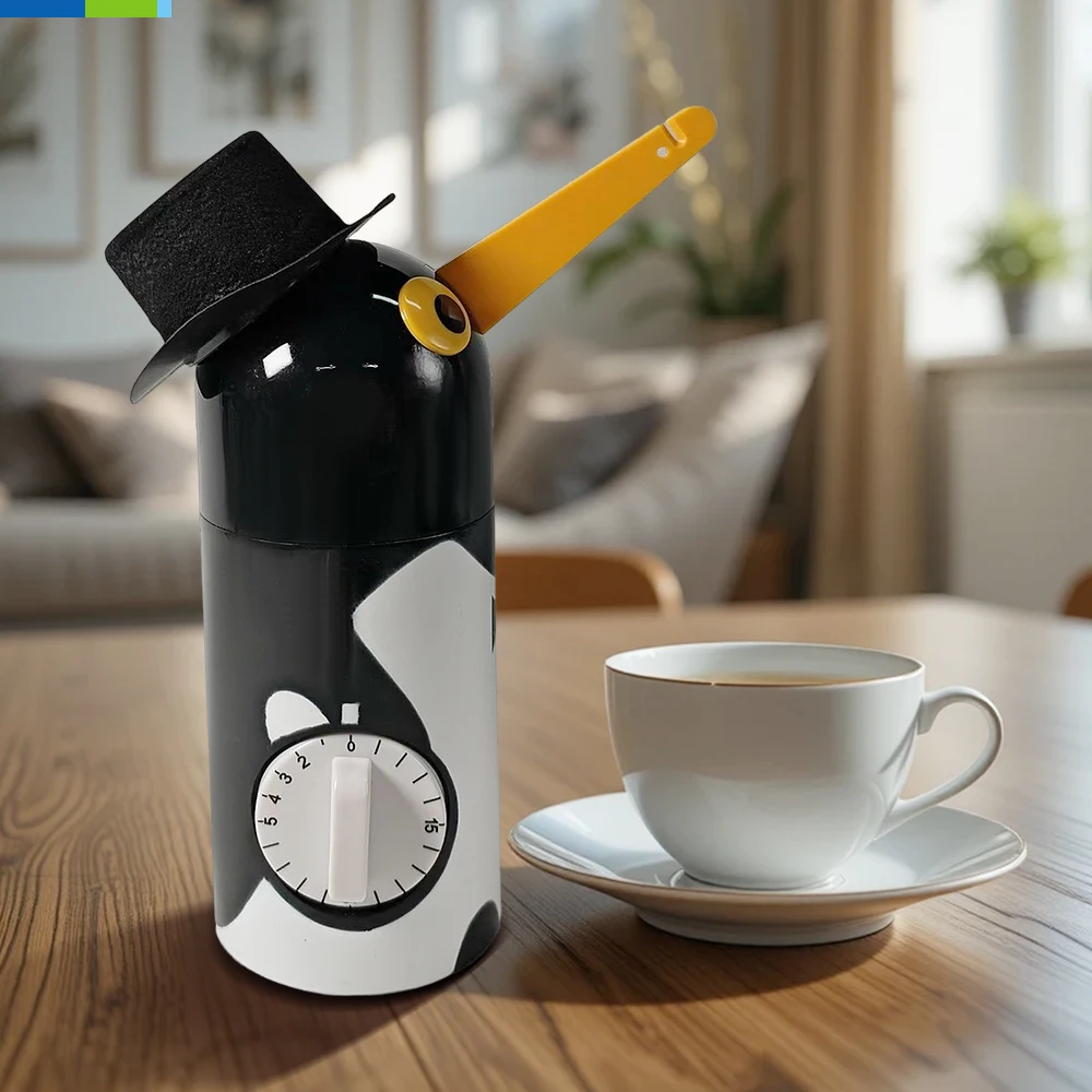 Standard 60min Analog Penguin Shape Tea Timer Modern Classic Industrial Design for Cooking Restaurant Use Mechanical Timer