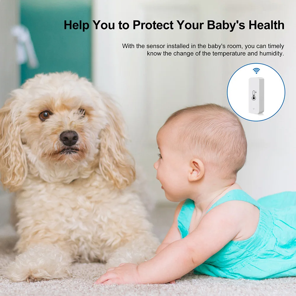 LEDEAST TH01 Remote Voice Control Tuya WIFI Smart Temperature Humidity Sensor for Baby Room