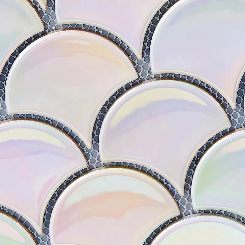 Modern Light Luxury Iridescent Fish Scale Mosaic Tiles Factory Wholesale for Bathroom Kitchen Background Wall Bar Counter Use