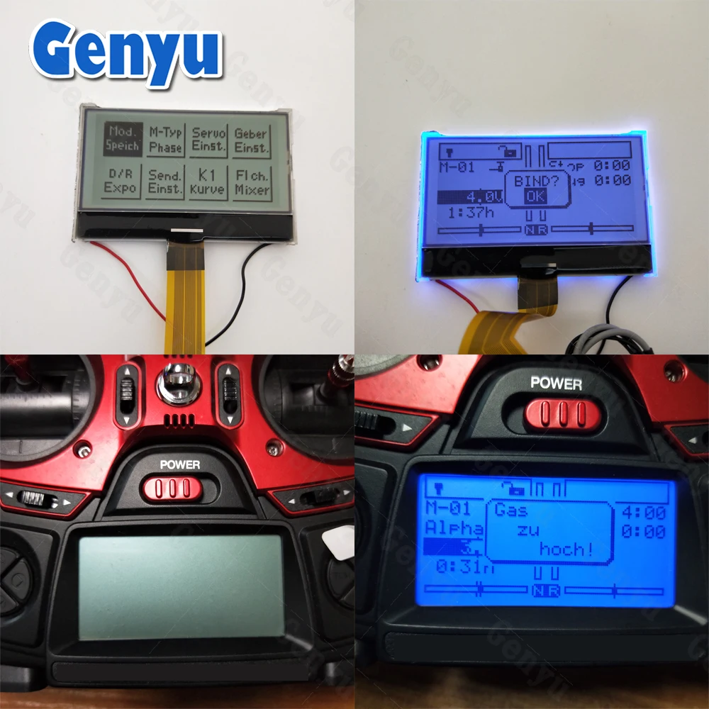 Genyu 26 pin FPC Connector Monochrome lcd display 128x64 Dots lcd Screen
