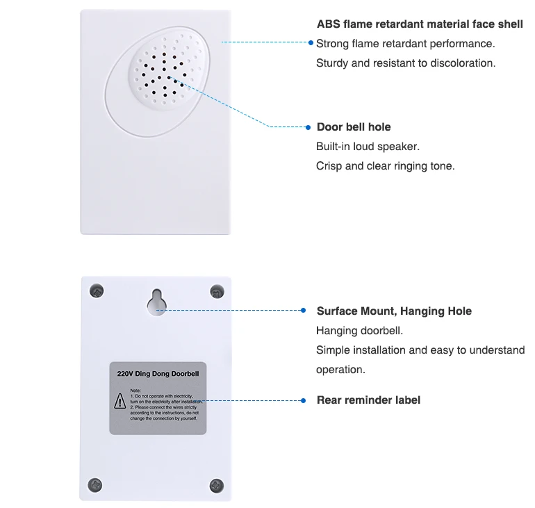 Gtd 220v White Wired Doorbell Hotel Used Dingdong Ring Doorbell Buy