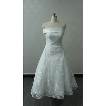 LW4215 Classic Knee length lace wedding dresses, Cheap A-line bridal gown for bridal party