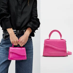 Wholesale ZA PU Croc Leather Mini Small Fashion Crossbody Bag Ladies Women Handbag Purse