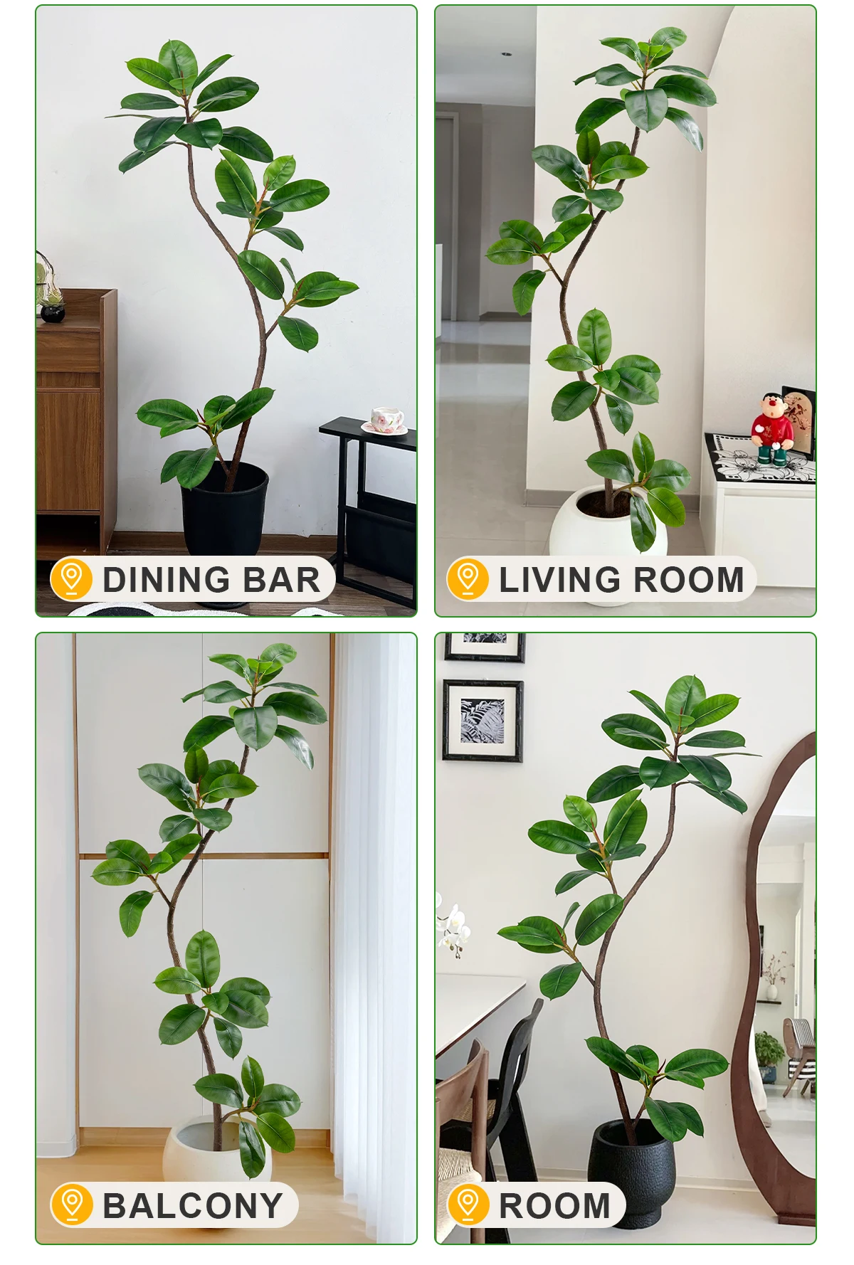 Best-Selling 2m Large Green Artificial Banyan Trees Piano Leaves Indoor Living Room Decor Silk Faux Grass for Office Decoration supplier