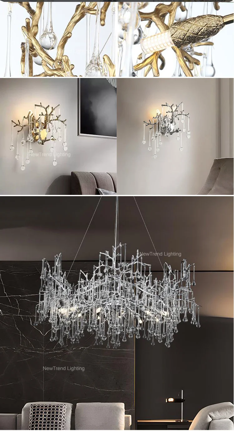 lc qm07 modern indoor decoration plating gold villa home living room dining living room glass branch led chandelier-3