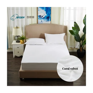 Warm Coral Fleece Absorbent Mattress Cover Hypoallergenic Custom Size Waterproof Mattress Protector