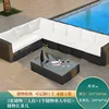 Flat-head three-person medium long coffee table storage