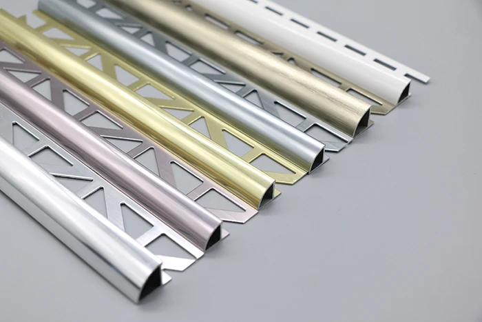Custom Flexible 90 Degree I Shape Bright Silver Aluminum Stainless Steel Metal Angle Gold Tile Edge Trim Profile
