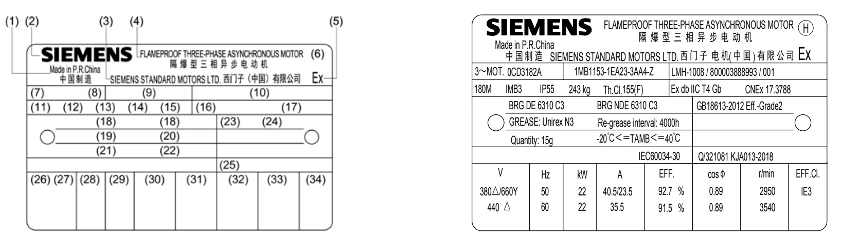 Siemens Simotics 1mb1/5 Flame Proof Motors Yb3 Series Explosion-proof ...