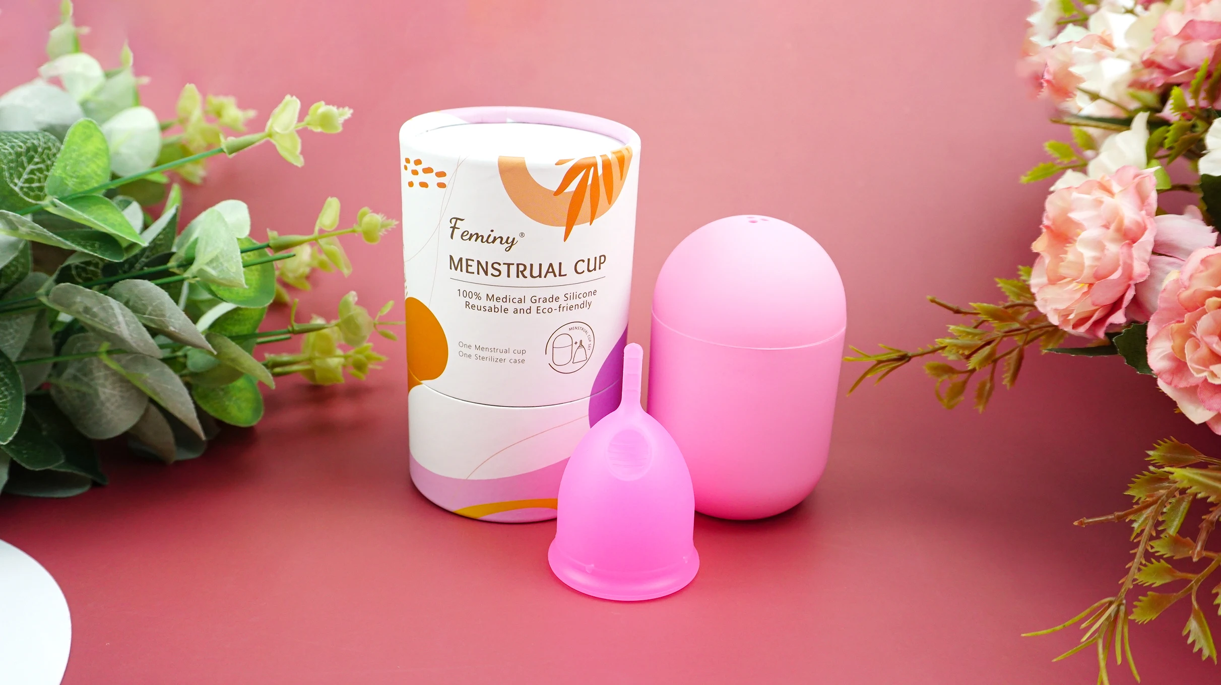 Wholesale Menstrual Cup Long Handle With Silicone Case Sterilizer Cover Kit Silicone Menstrual