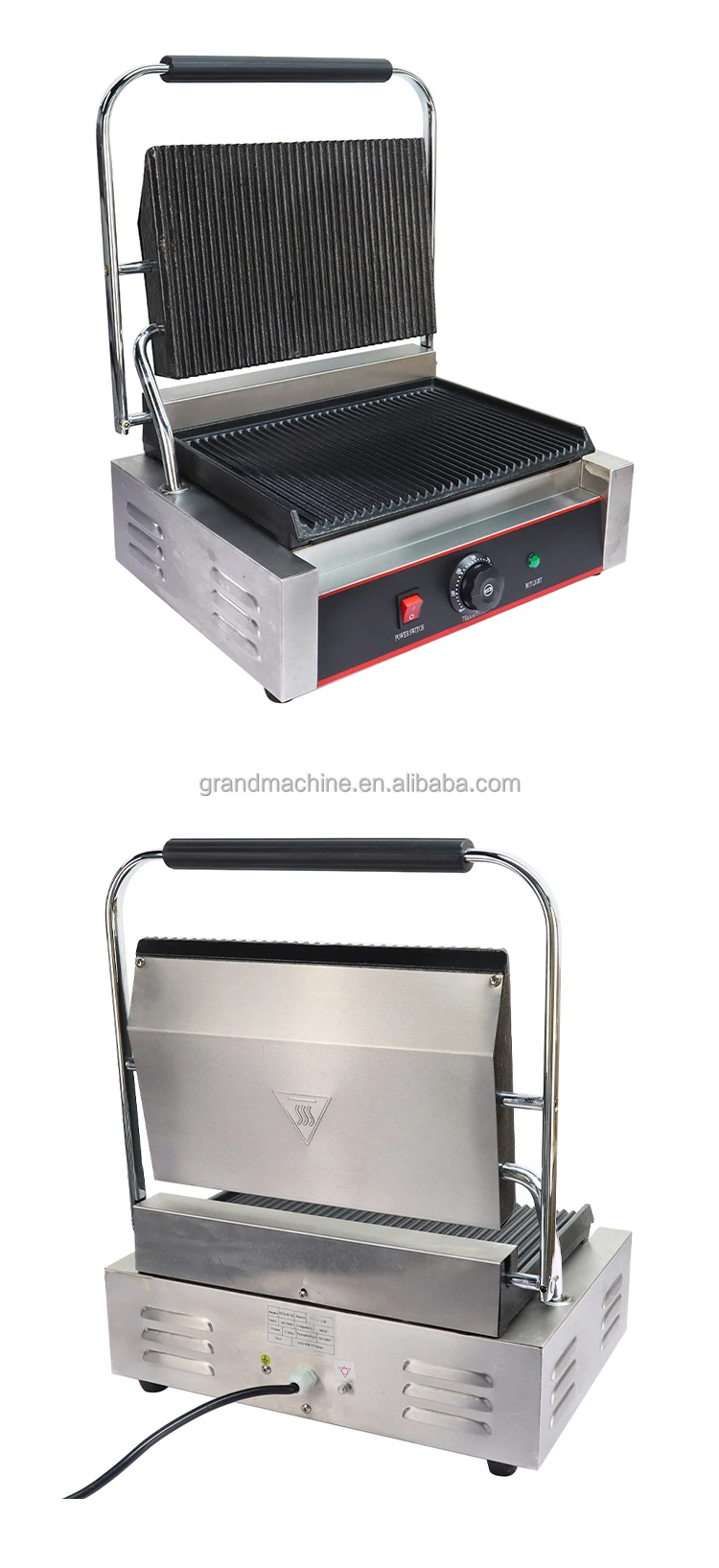 Commercial Equipment Electric Stainless Steel  Sandwich Press Panini Grill Single Head Panini Grill Plate manufacture