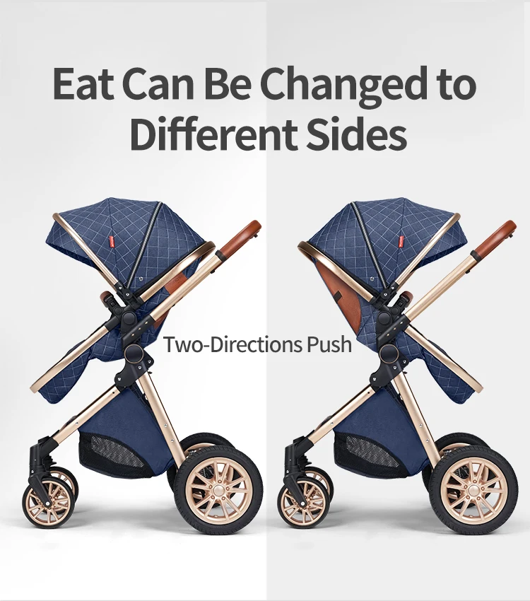 Multifunction 3 in 1 Baby Stroller High Portable Lightweight Travel Pram Foldable Linen & Alloy Material Five-Point Safety Belt