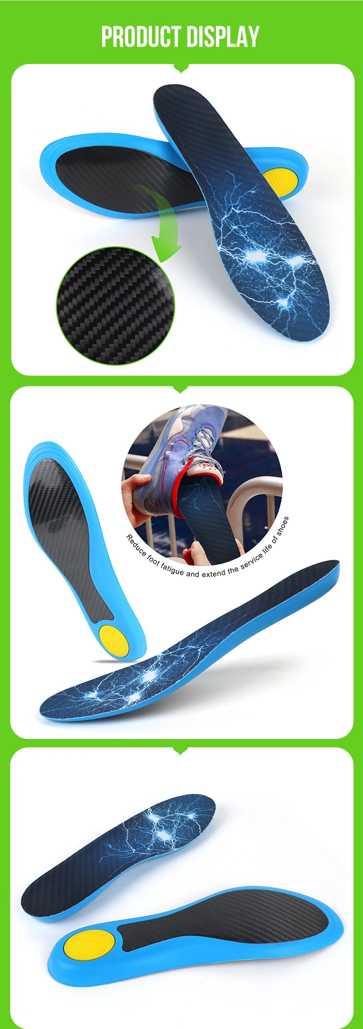 product joghn fashionable carbon fiber insole for basketball sport shoe heel cushion insoles adult training sports carbon fiber insoles351-44