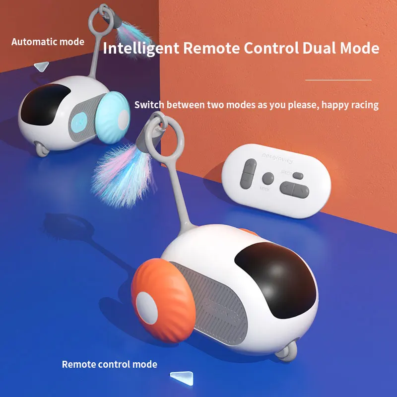 TEMU Toy Autonomous Driving Mode Burst Pet Gravity Running Car Intelligent Car Toy Cat Stick Feather