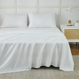Solid Color Silk Bed Sheet Hotel Style Silky Skin Friendly White Bed Sheet Home Bedroom Single Double Cool Ice Silk Bed Sheet