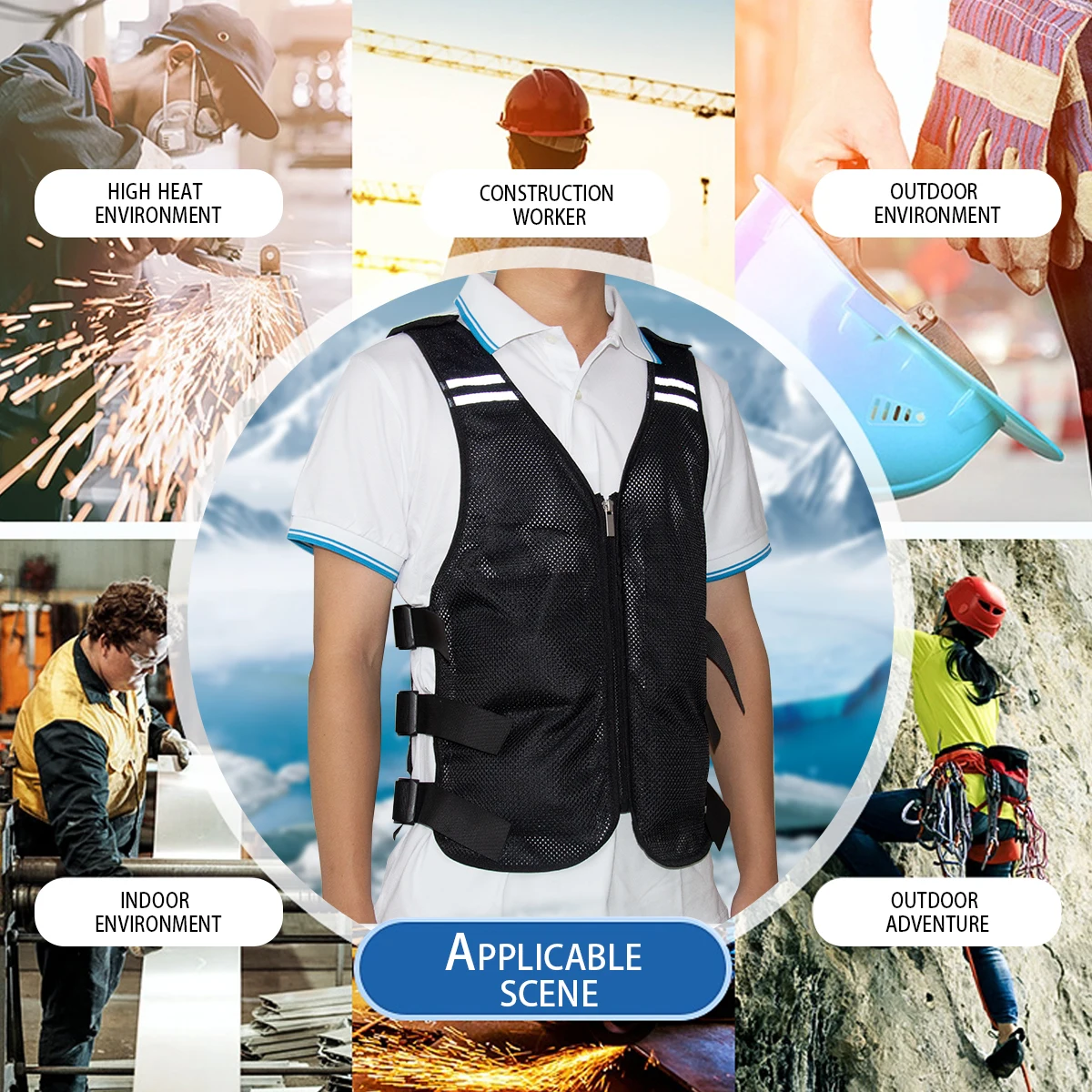 Cooling Vest For Men&women Hot Weather,Ice Reflective Vest With 16 Pcs