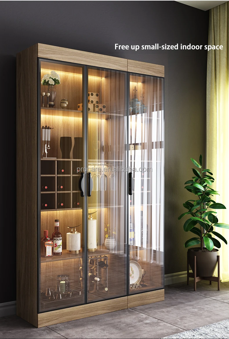 Modern light luxury wine storage cabinet small living room with light high-quality tempered glass wine display cabinet