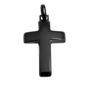 Tizti Jewelry Men's High-Polished Fashion Style Black Stainless Steel Cross Pendant Necklace