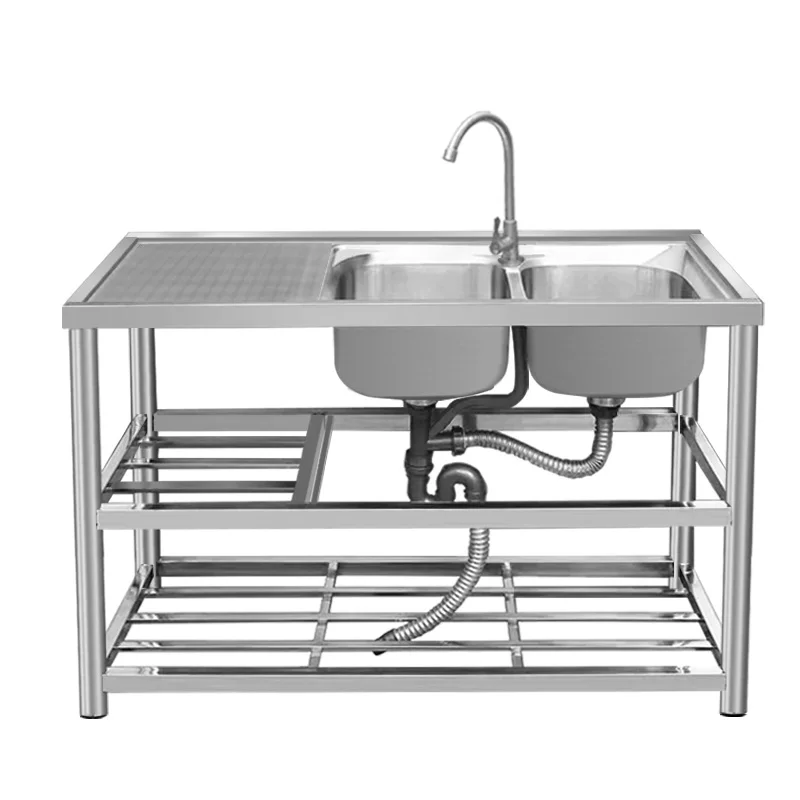 Round Leg Stainless Steel Sink Stand With Shelf - Buy Kitchen Sink ...