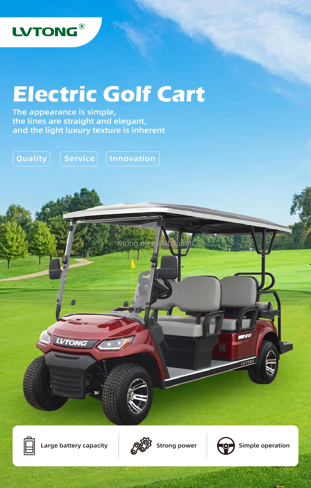 6 Seater Electric Golf Club Car With Ce Certification And 48v Battery ...