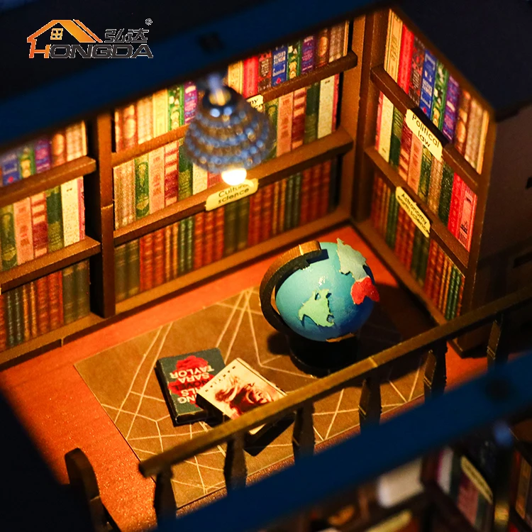 Hongda Custom Design M2314 Soul Bookstore Diy Book Nook 3d Wooden Miniature Book Nooks Kit With Light