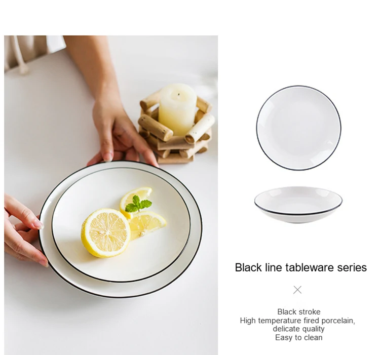 Modern Hotel Porcelain Dinner Plates Wedding Fine White Dinner Set