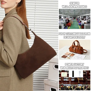 Factory Wholesale Women's Retro Leather Shoulder Bags OEM/ODM Customized High-quality Handbags for Lady Crescent Crossbody Bag