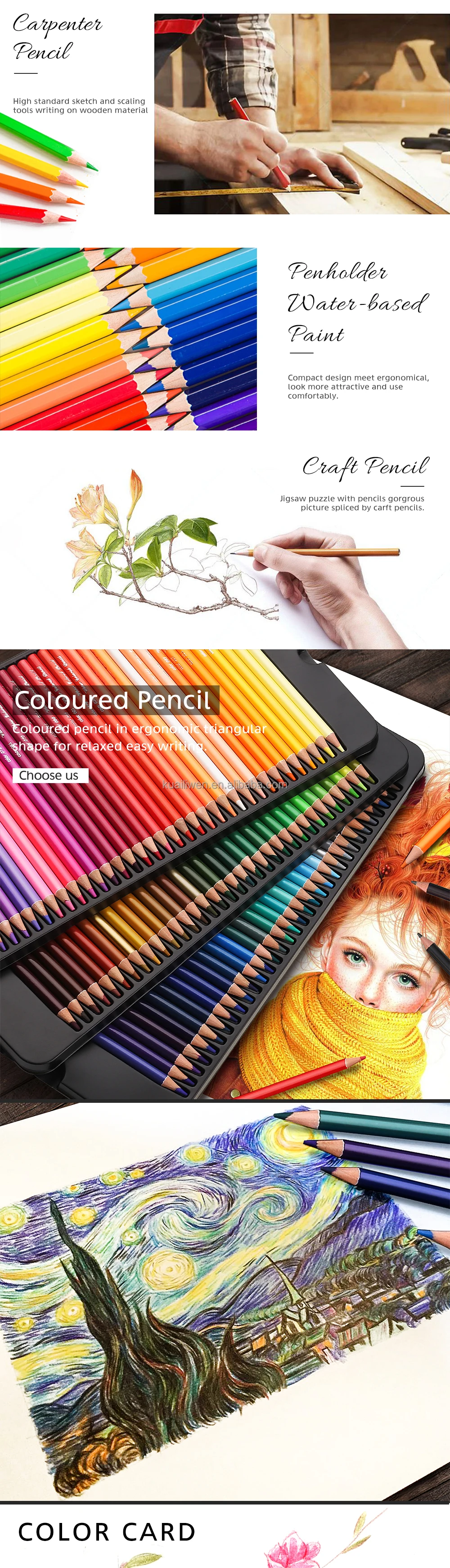 RENSLAT Juego de 100 lápices de colores profesionales para dibujar arte de  colores, suministros de caja de regalo (color A: A)