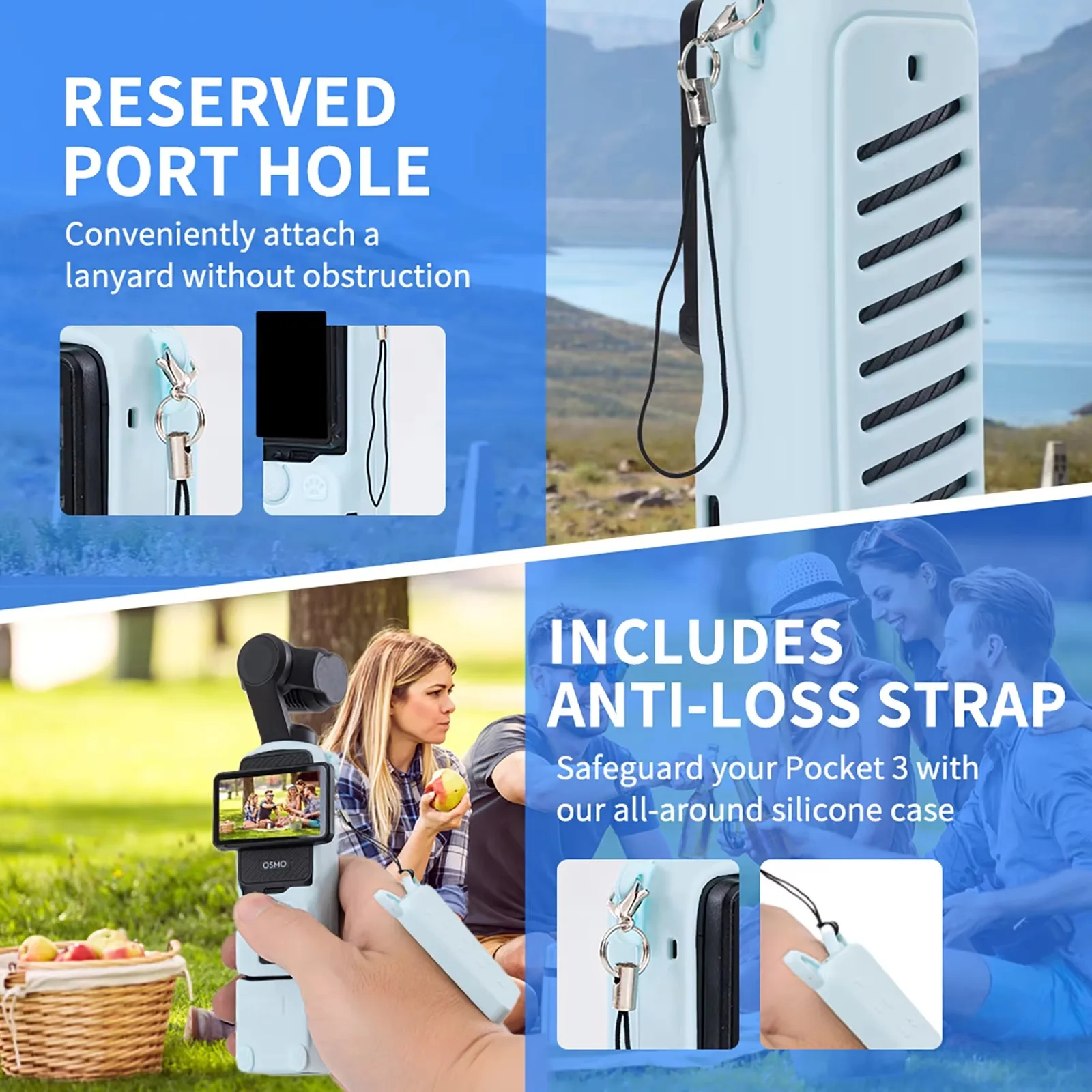 product for dji osmo pocket 3 anti fall protective silicone cover case with cover pocket sport action camera accessories-2