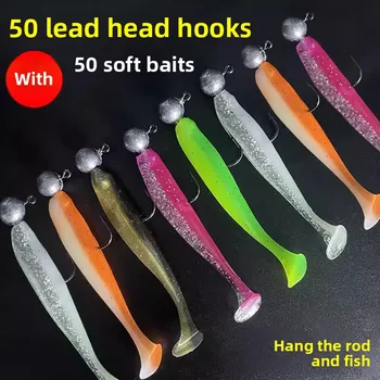 Custom Jig Head Soft Bait Set, T-Tail Swimbait Freshwater Drop Shot Lure for Bass Topmouth Culter Wholesale – Soft Lure – view 2