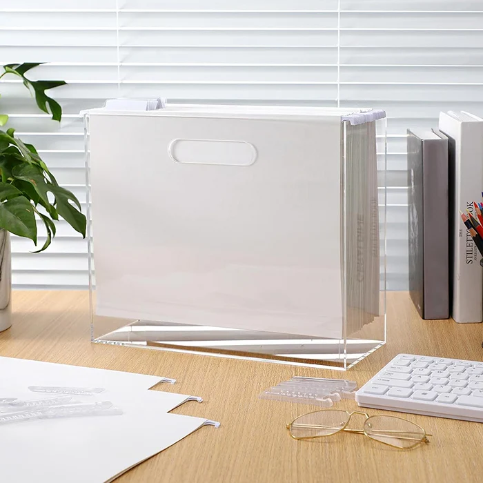 Custom Clear Acrylic Hanging File Box Wall Mount Acrylic File Organizer