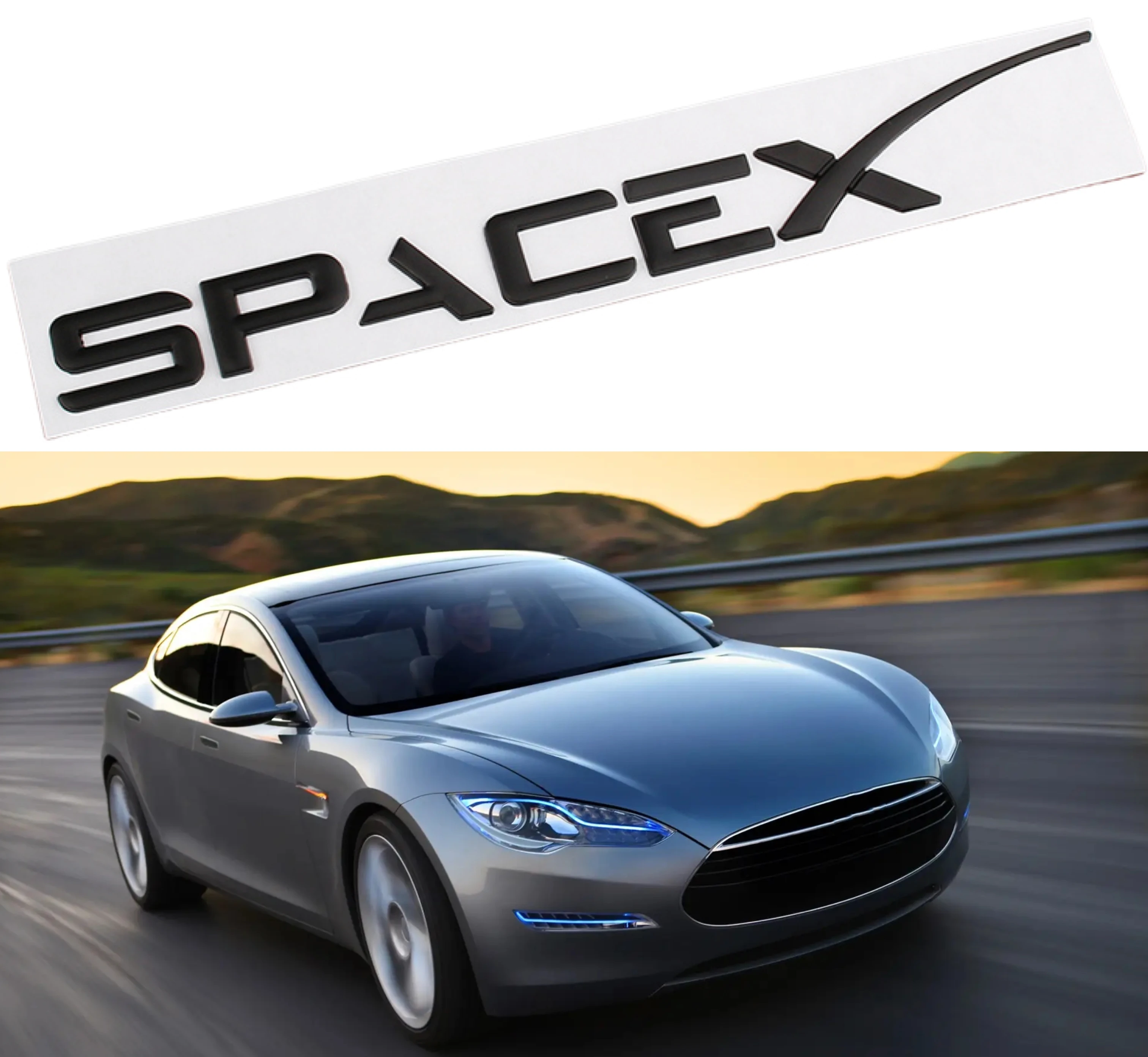 SPACE X Decals 3D Metal Emblem Sticker Badge Decals for Tesla Model Y X S  Decorative Accessories