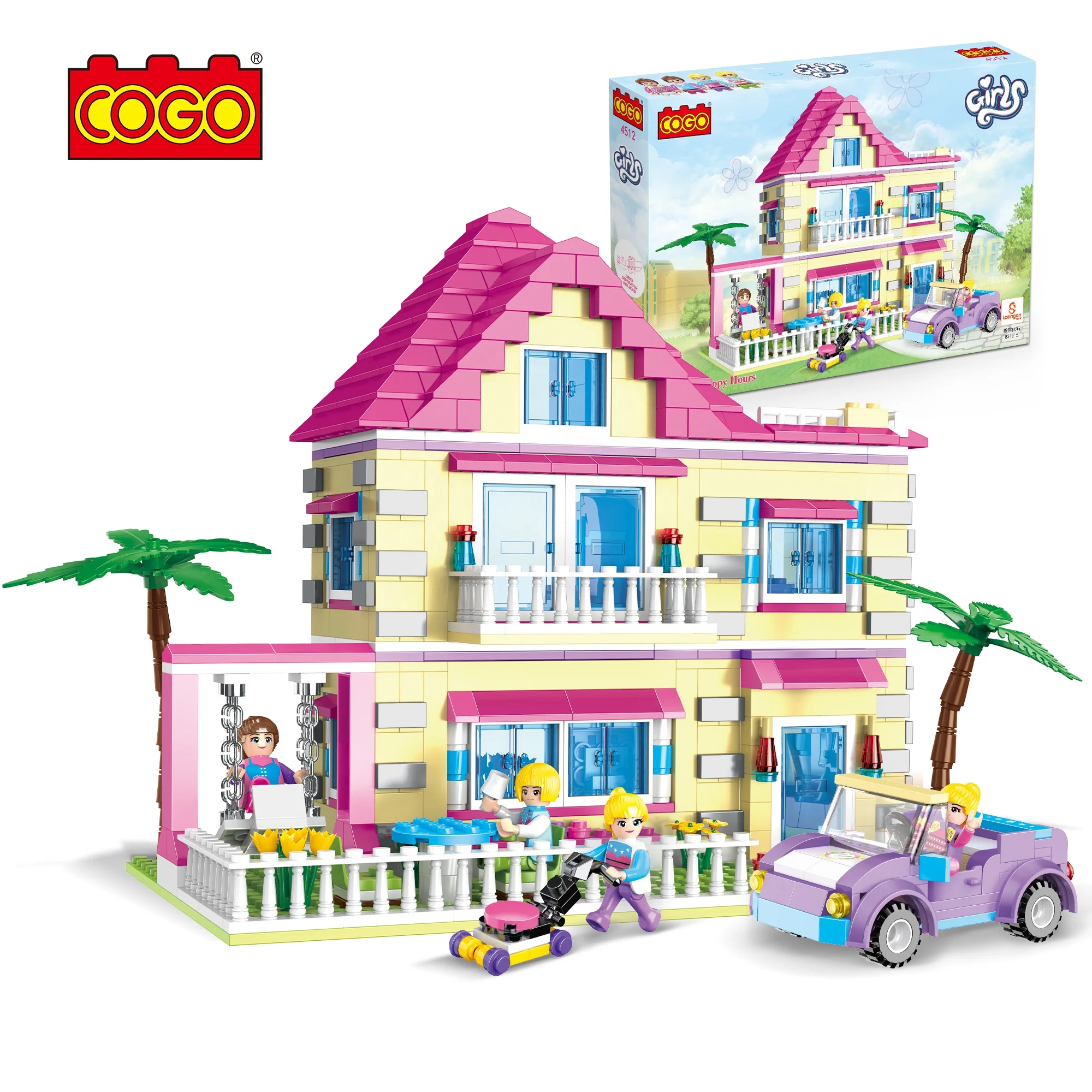 COGO Girls Build Blocks Set Sweet Home Villa 3D DIY Bricks Set Educational Building Block Kids Toys