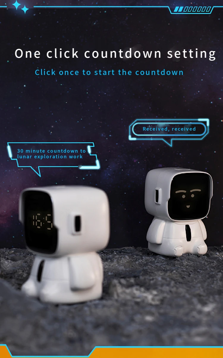 Astronaut Emoji Alarm Clock with Countdown Feature