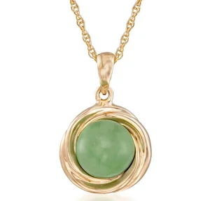 925 Solid Sterling Silver Pendant Handcrafted Jewelry Customized Gold Jade Necklace