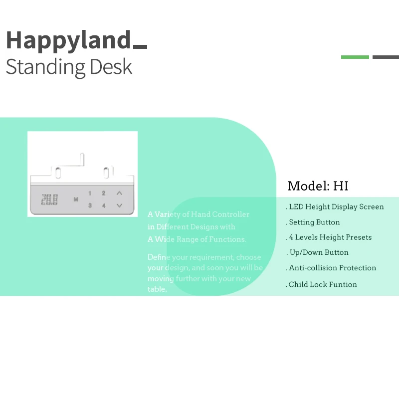 HI светодиодный дисплей высоты с четырьмя предустановками памяти ручной контроллер для электрической регулируемой стоячей настольной трубки