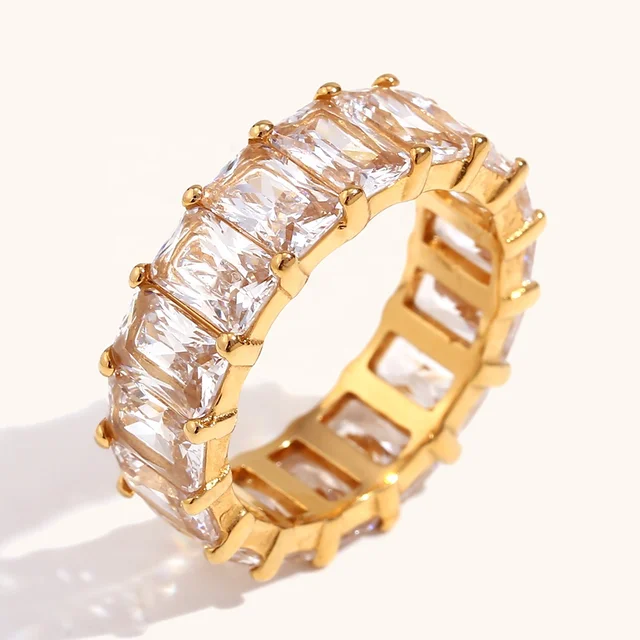 Dingran Gold Plated Jewelry Zircon Rings Stainless Steel Party Jewelry Ring For Women bijoux acier inoxydable 2024
