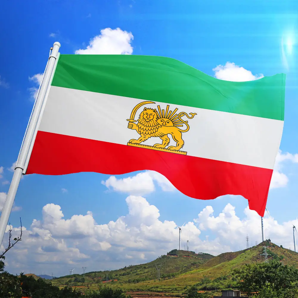 Promotional Product Customized High-quality 3xft 100% Polyester Outdoor National Iran Lion Flag Iran Flag lion Iera Flag