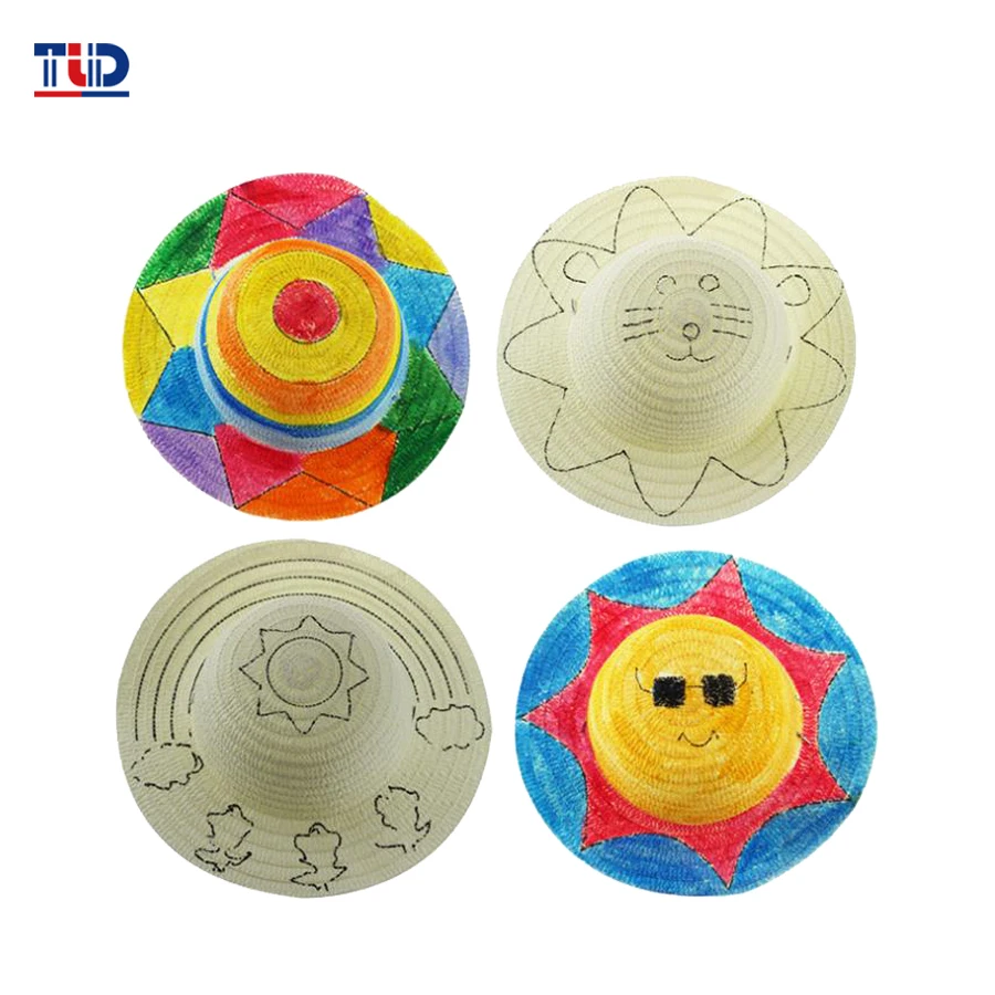 Hat Hand made 6 pcs Bulk Stock 6 Pcs DIY Straw Hats for Adults & Kids - Custom  main image 4