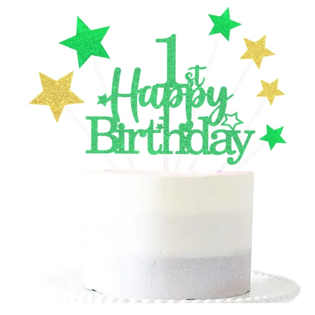 Factory Wholesale Happy Birthday Cake Banner Decoration 1-80 Birthday Party Top Cake Plaque Gold Onion Paper Banner