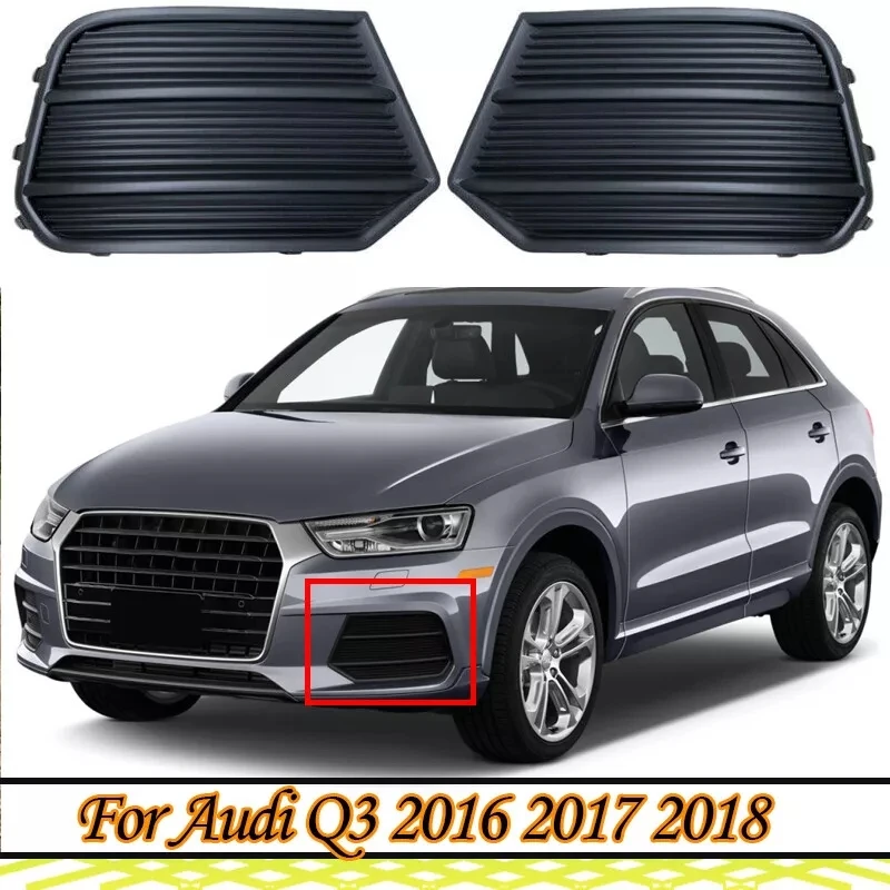 For Audi Q3 2016 2017 2018 Black Front Bumper Fog Light Lamp Grill Grille Cover