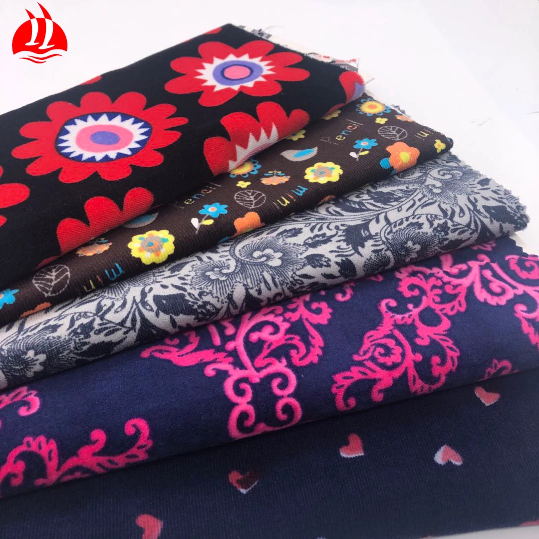 
 Модная хлопковая Вельветовая ткань с цветочным принтом  