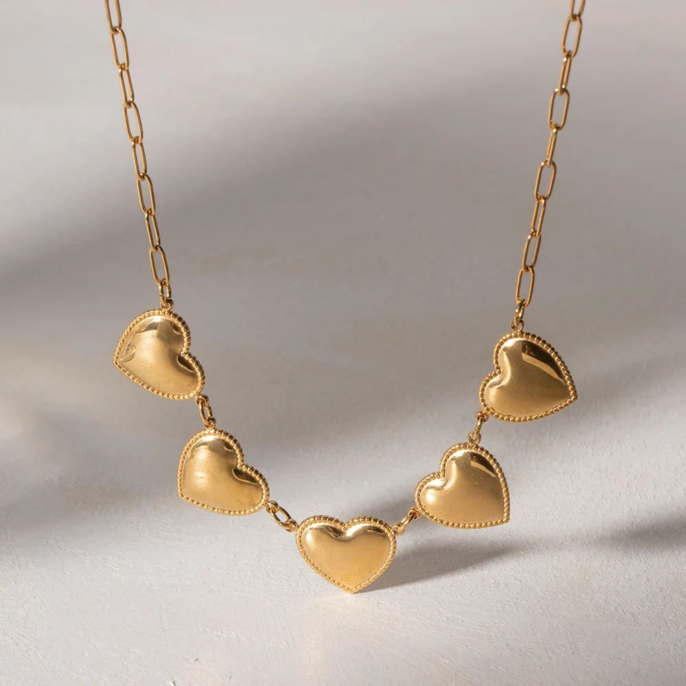 Luxury Peach Heart Brass Zircon Necklace