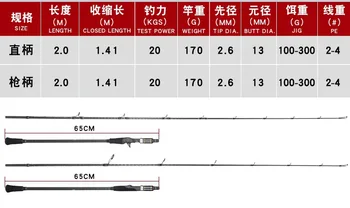 Lurekiller 2.0 m Ultralight Toray Carbon FUJI Parts Jig Fishing Rod Saltwater Slow Pitch Jigging Rod – Metal Jig – view 3