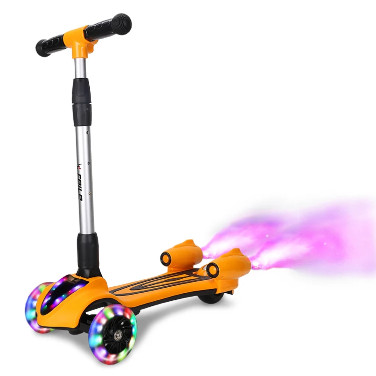 plegable nuevo diseño plegable portátil 3 ruedas con luz led para niños  aerosol fumar burbuja kick foot scooters